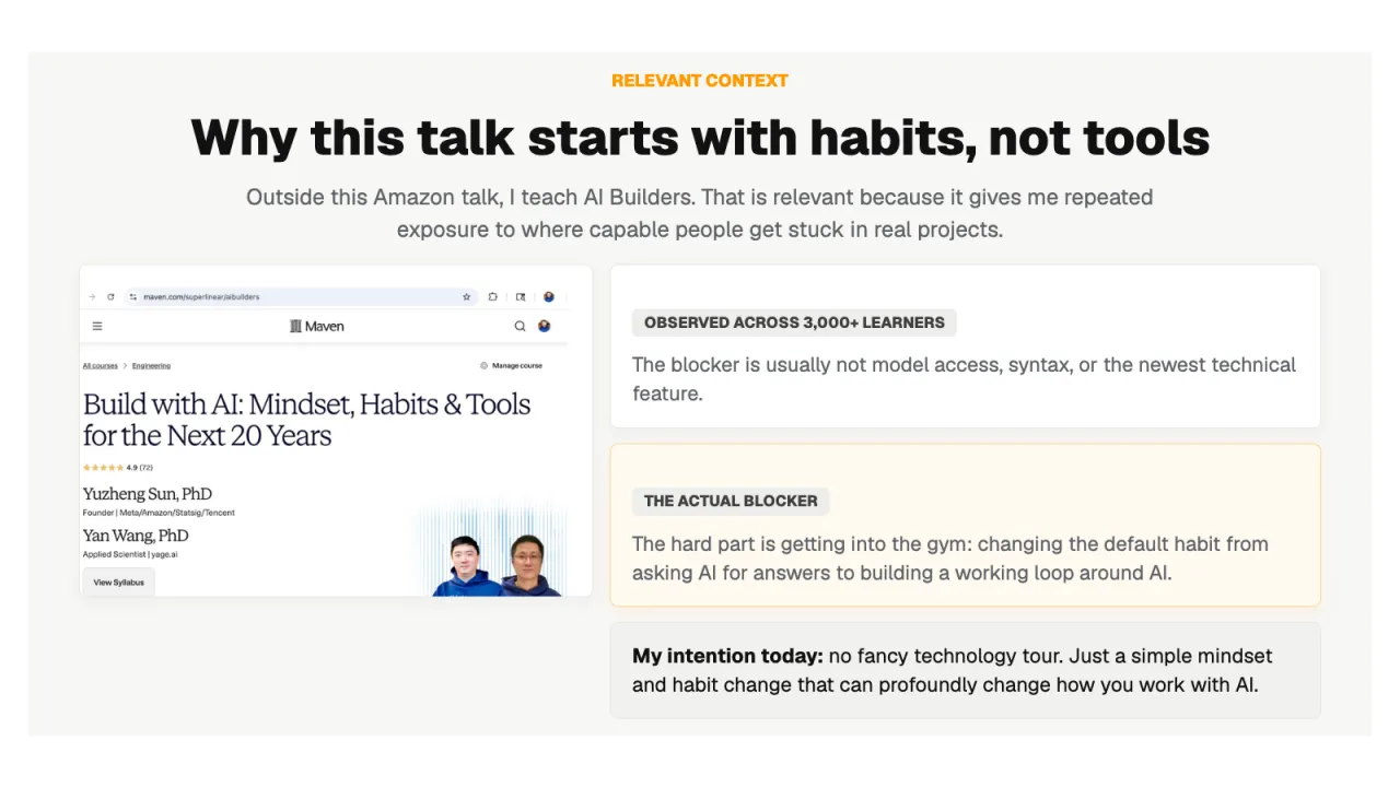 Slide 2: Why this talk starts with habits, not tools