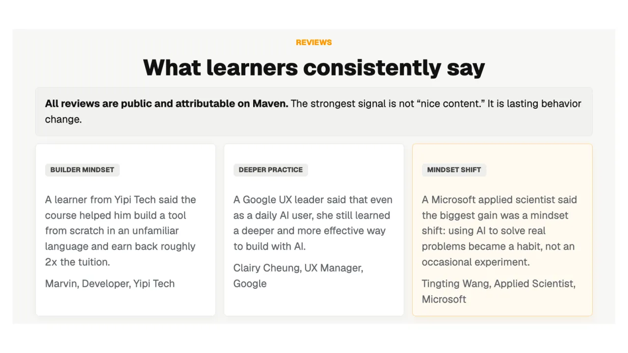 Slide 17: What learners consistently say
