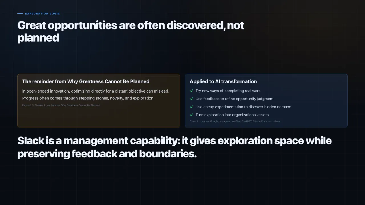 Slide 21: Great opportunities are often discovered, not planned