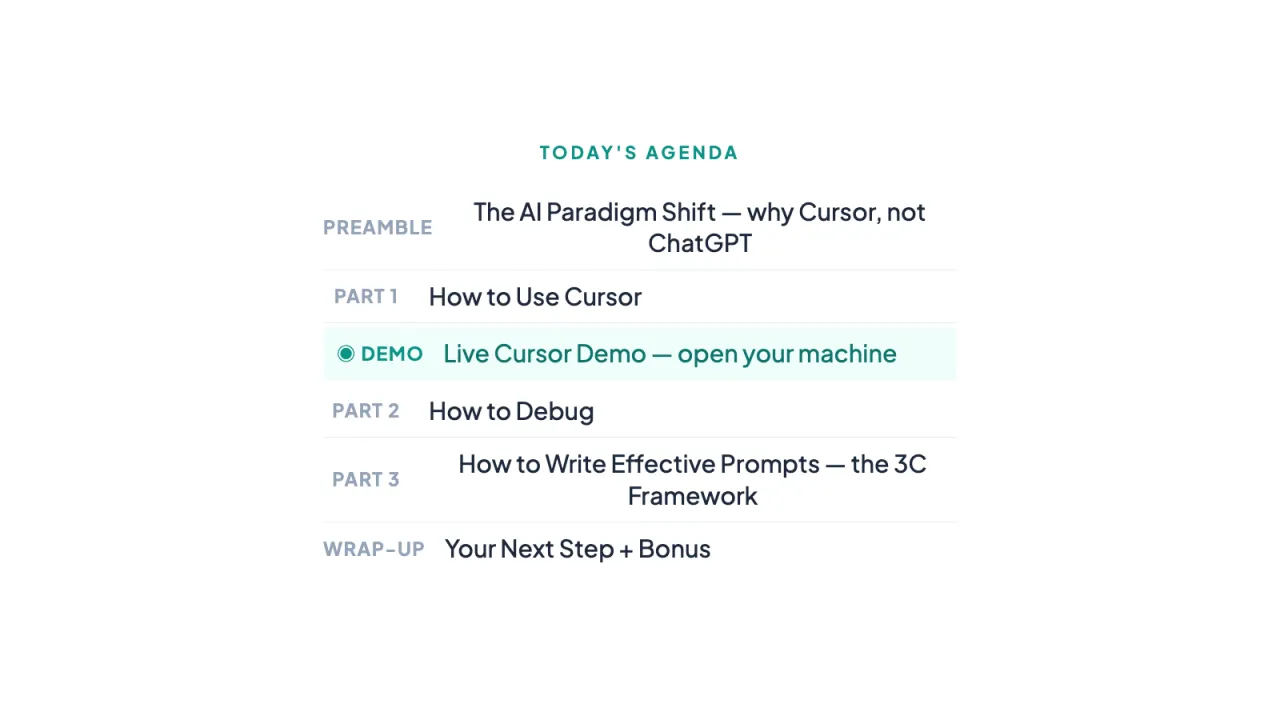 Slide 4: PREAMBLE The AI Paradigm Shift — why Cursor, not ChatGPT